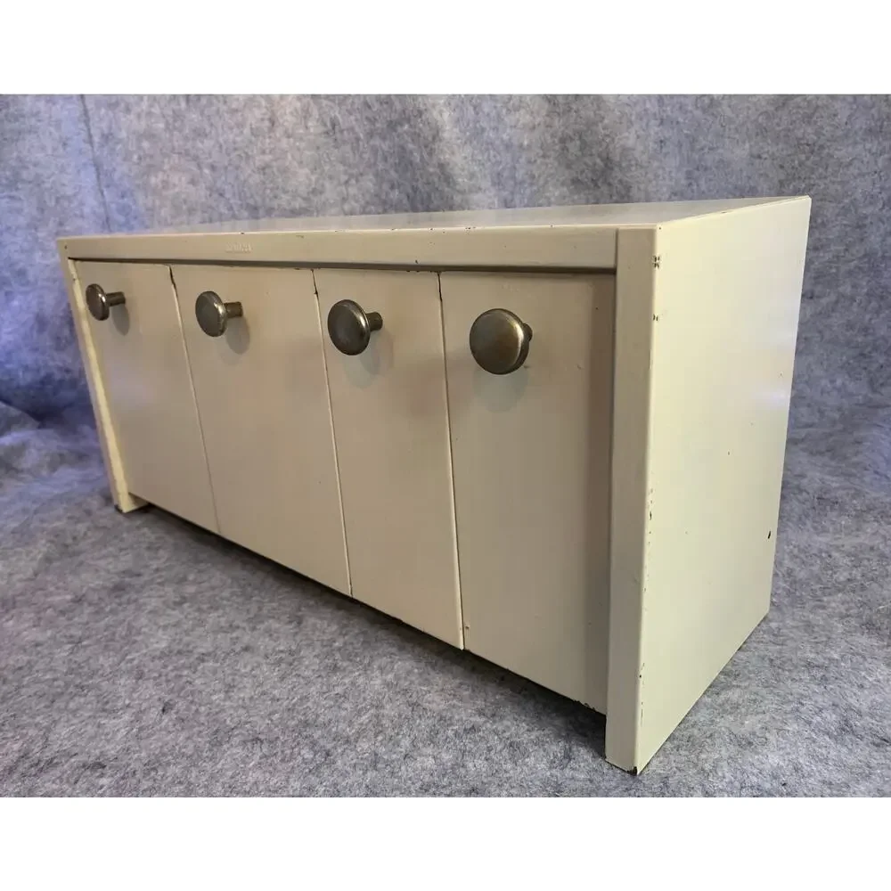 Vintage EMCO Binister Metal 4 Bin Canister, White, Counter or Wall Mount, 1950s